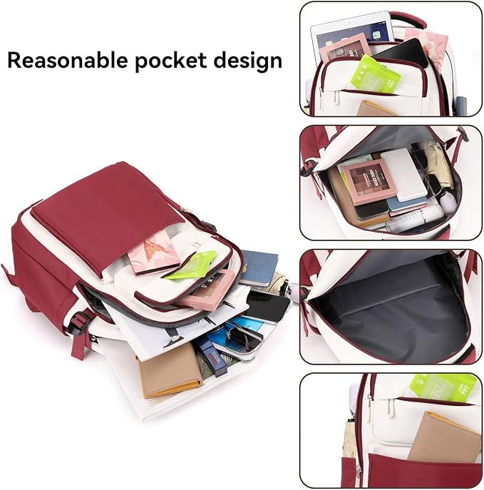 Large Capacity Student Backpack(Red)
