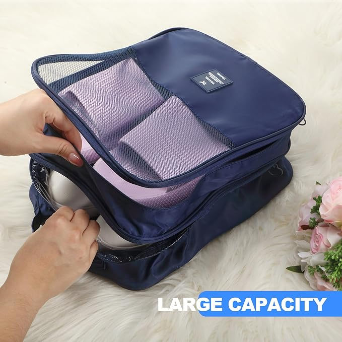 Waterproof Shoe Bags for Travel Bag for Packing Portable Shoe Cubes (Blue)
