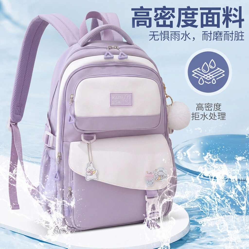 Cute Casual Premium Kids School Backpack (Purple)