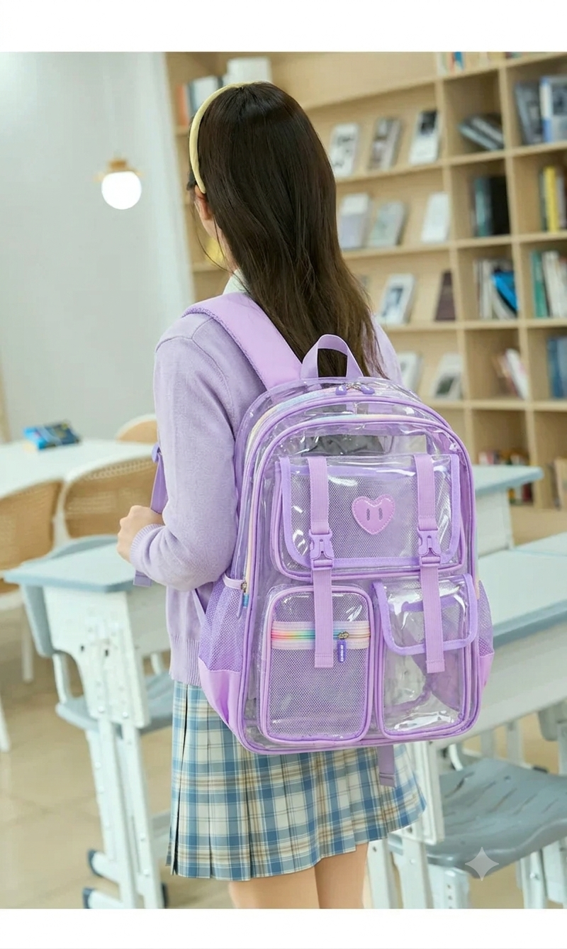 Sesame Baby Transparent Kids Backpack(Purple)