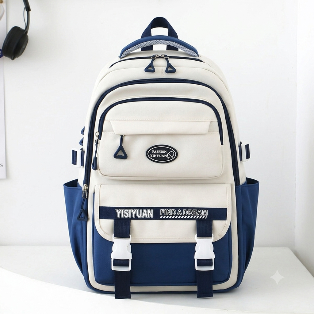 Academy Style School Bag Book Bag Lightweight College Student Backpack(Blue)
