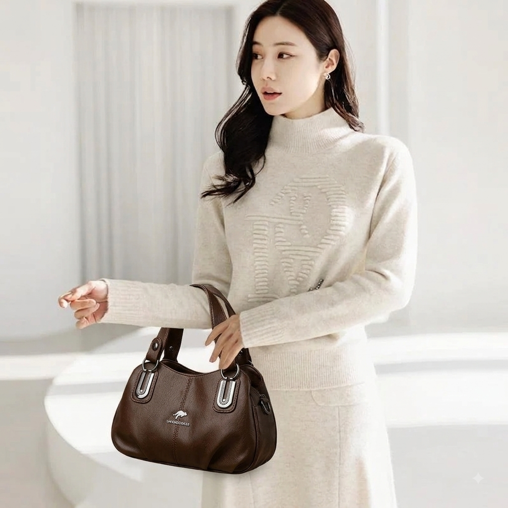 Premium 3-Layer Women’s Handbag (Coffee)
