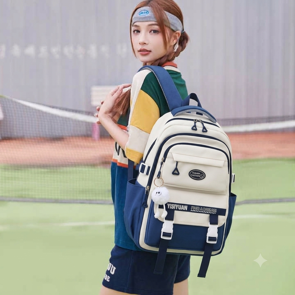 Academy Style School Bag Book Bag Lightweight College Student Backpack(Blue)