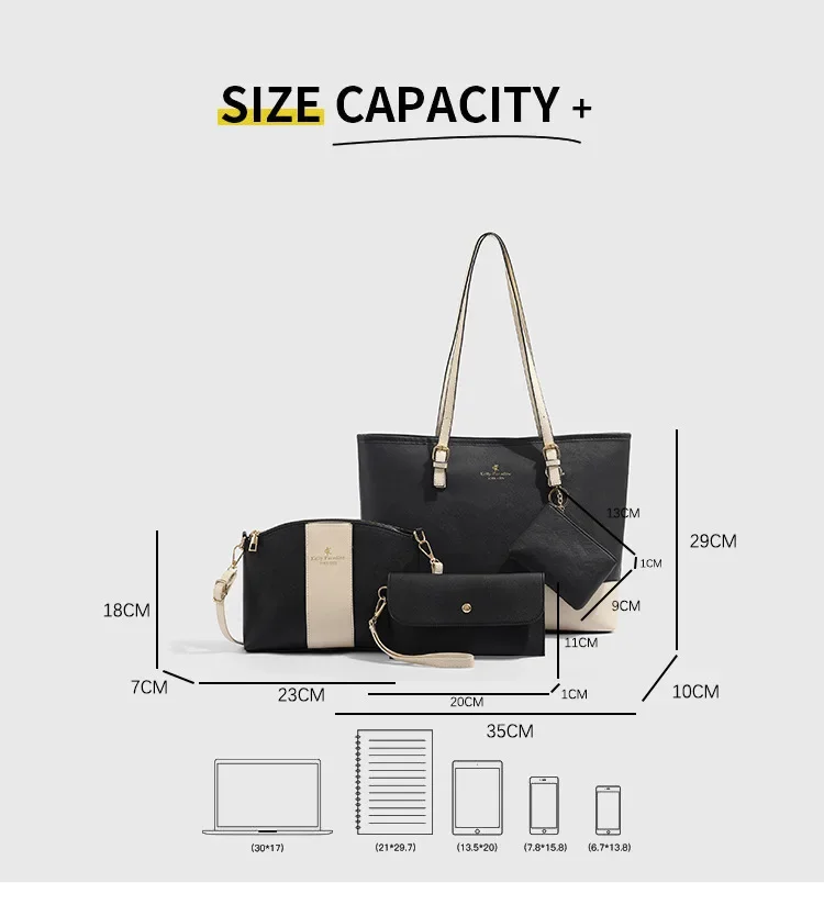 Premium 4-Piece Ladies Bag Set(Black)