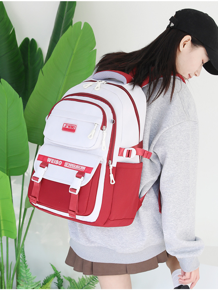 Academy Style School Bag Book Bag Lightweight College Student Backpack(Red)
