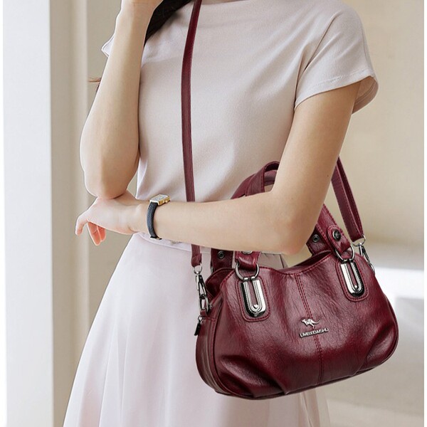 Premium 3-Layer Women’s Handbag (Maroon)