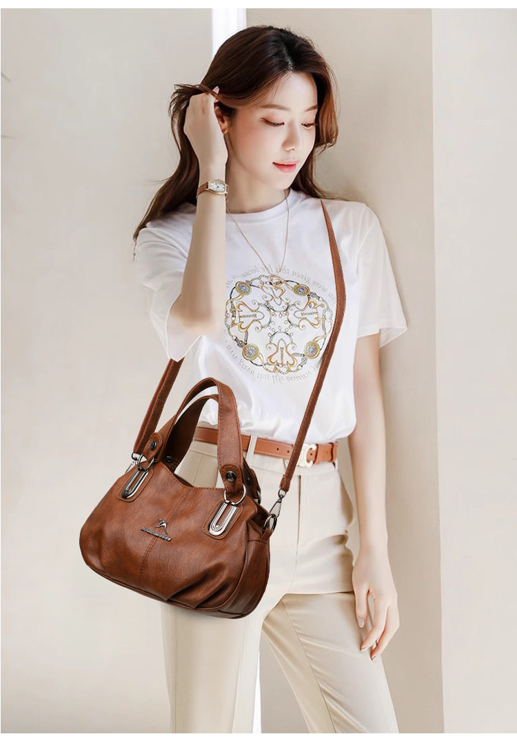 Premium 3-Layer Women’s Handbag (Brown)