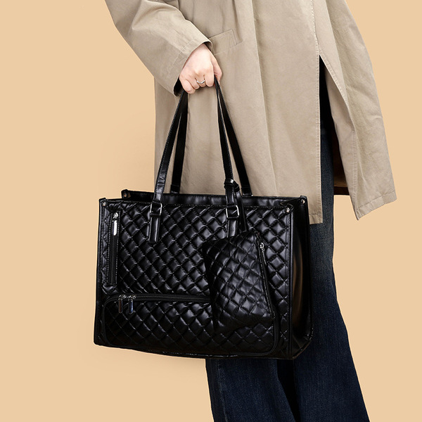 Women's Premium Lunch Tote & Pouch Set(Black)