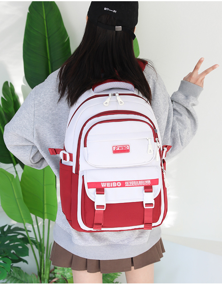 Academy Style School Bag Book Bag Lightweight College Student Backpack(Red)