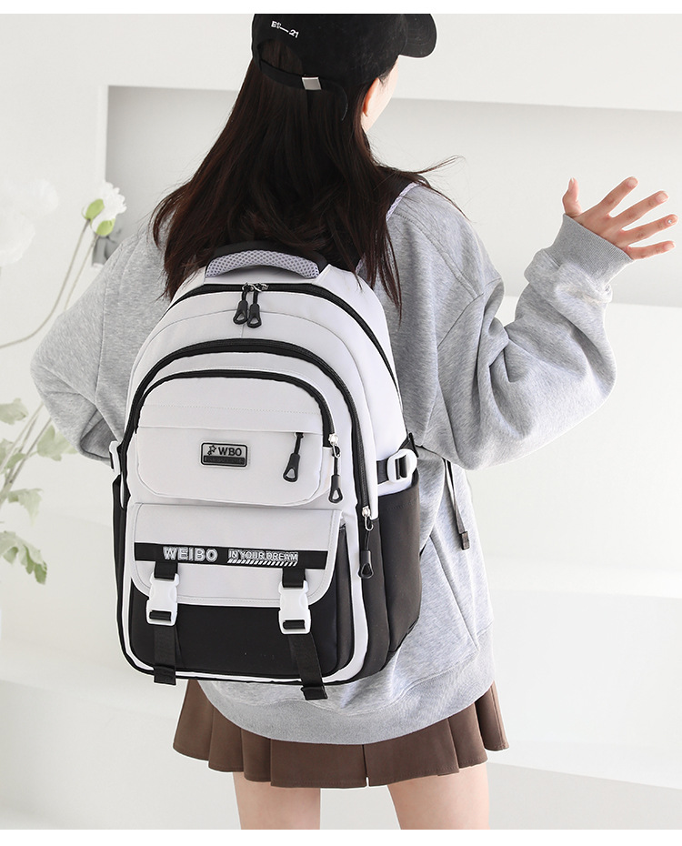 Academy Style School Bag Book Bag Lightweight College Student Backpack(Black)