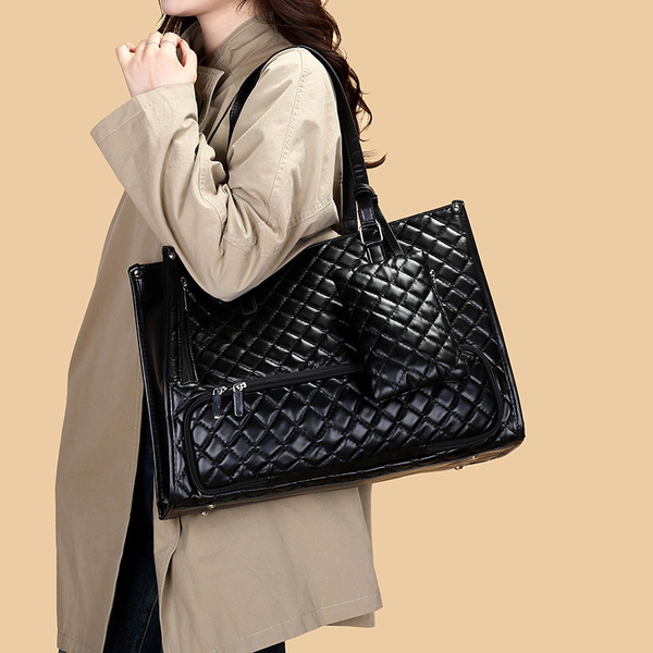 Women's Premium Lunch Tote & Pouch Set(Black)