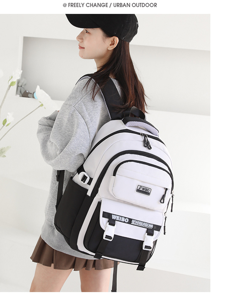 Academy Style School Bag Book Bag Lightweight College Student Backpack(Black)