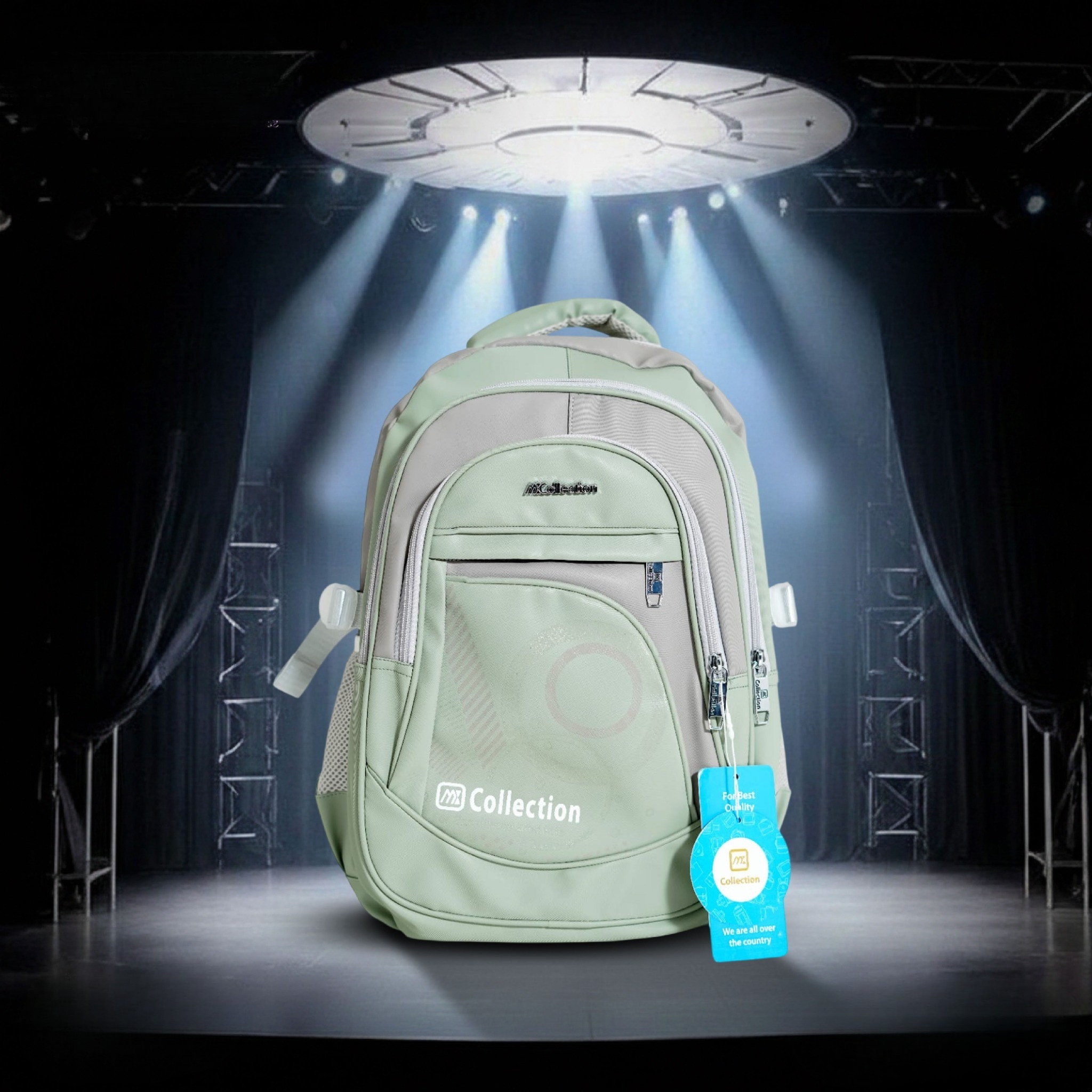Unisex Waterproof School Backpack – Lightweight (Sage Green)