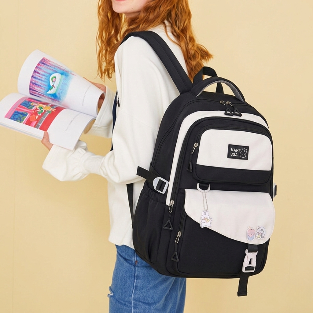 Cute Casual Premium Kids School Backpack (Black)