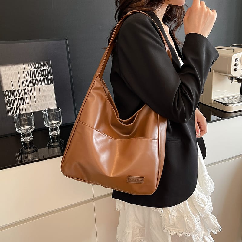 Retro Textured Shoulder Bag (Brawn)