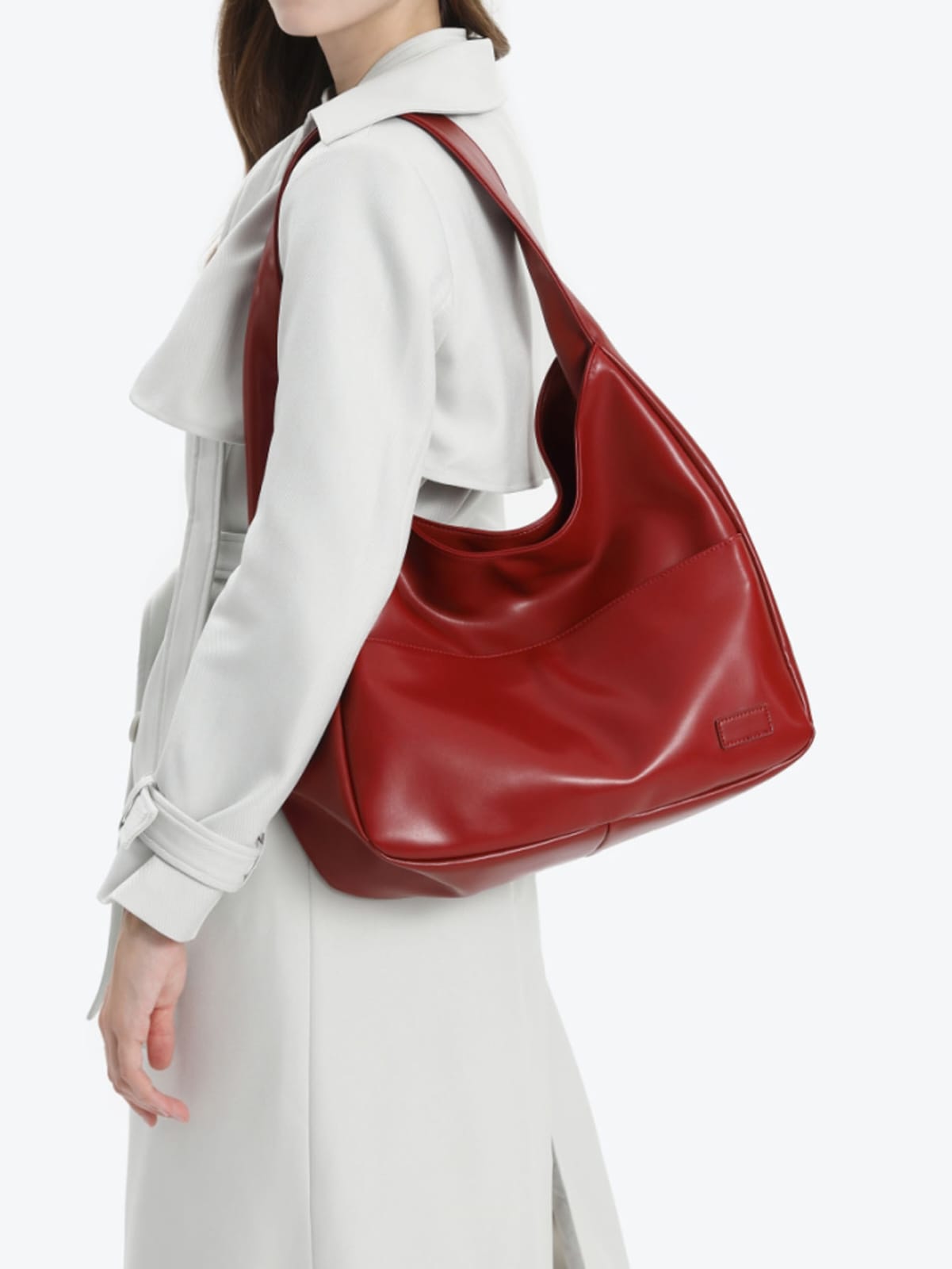 Retro Textured Shoulder Bag (Red)