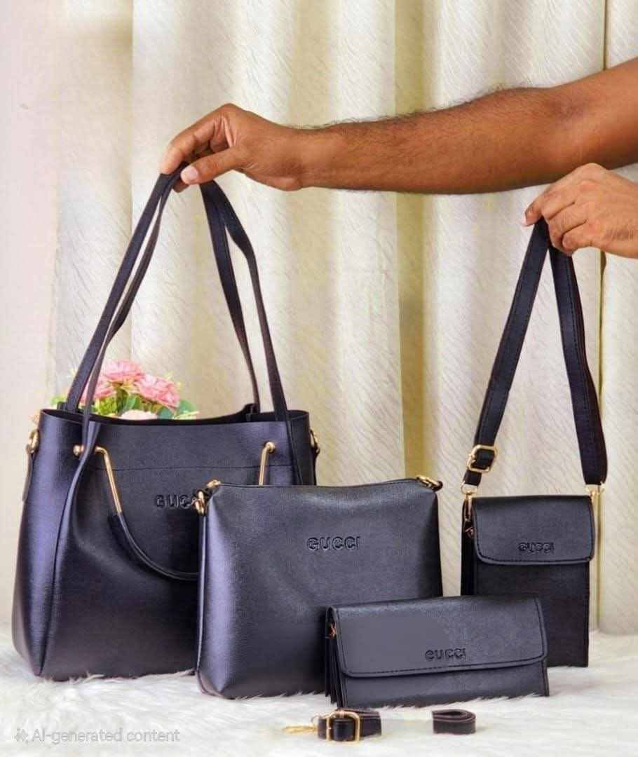 4pcs Combo Women Best Leather Tote Bag (Black)