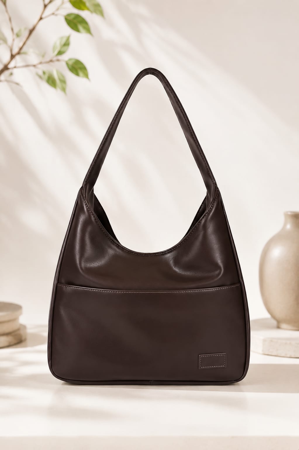 Retro Textured Shoulder Bag (Coffee)