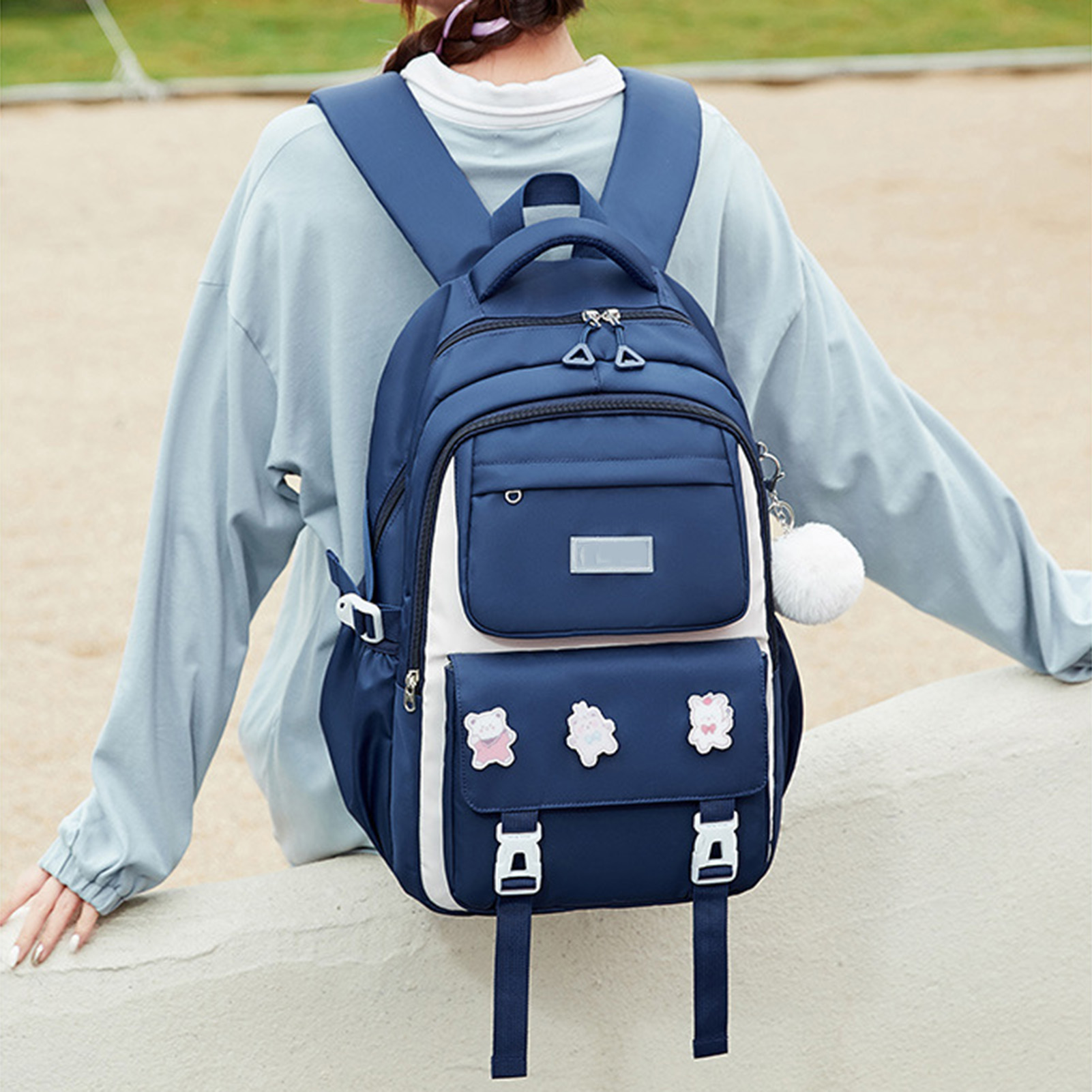 Kids Backpack Children School Bags for Girls Orthopedic Waterproof Primary Schoolbag Book Bag (Blue)