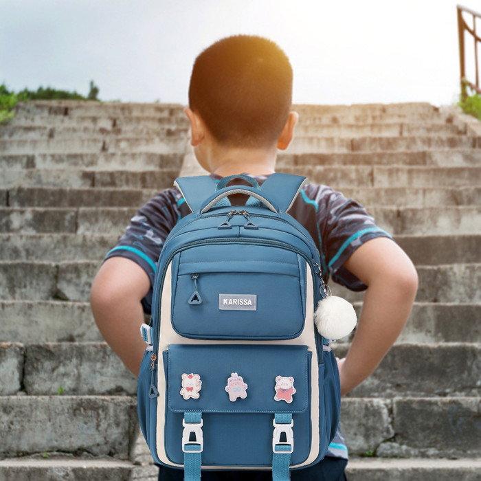 Kids Backpack Children School Bags for Girls Orthopedic Waterproof Primary Schoolbag Book Bag (Blue)