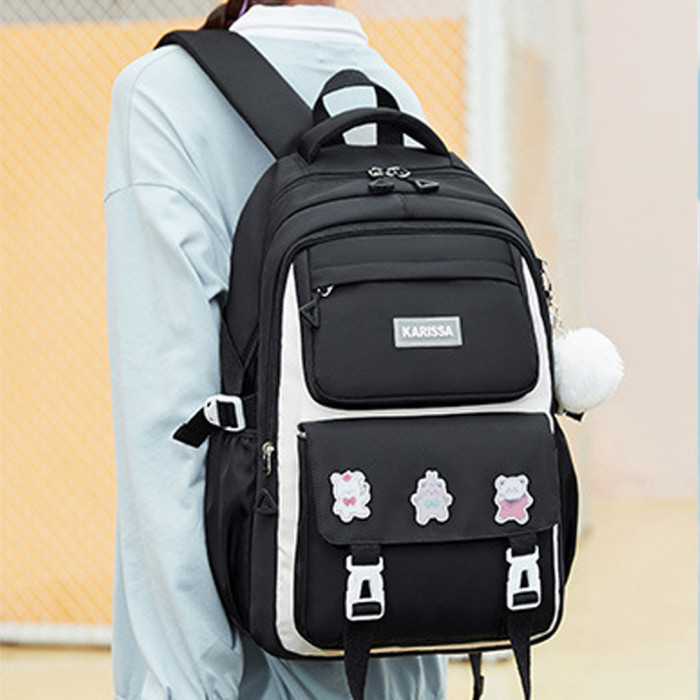 Kids Backpack Children School Bags for Girls Orthopedic Waterproof Primary Schoolbag Book Bag (Black