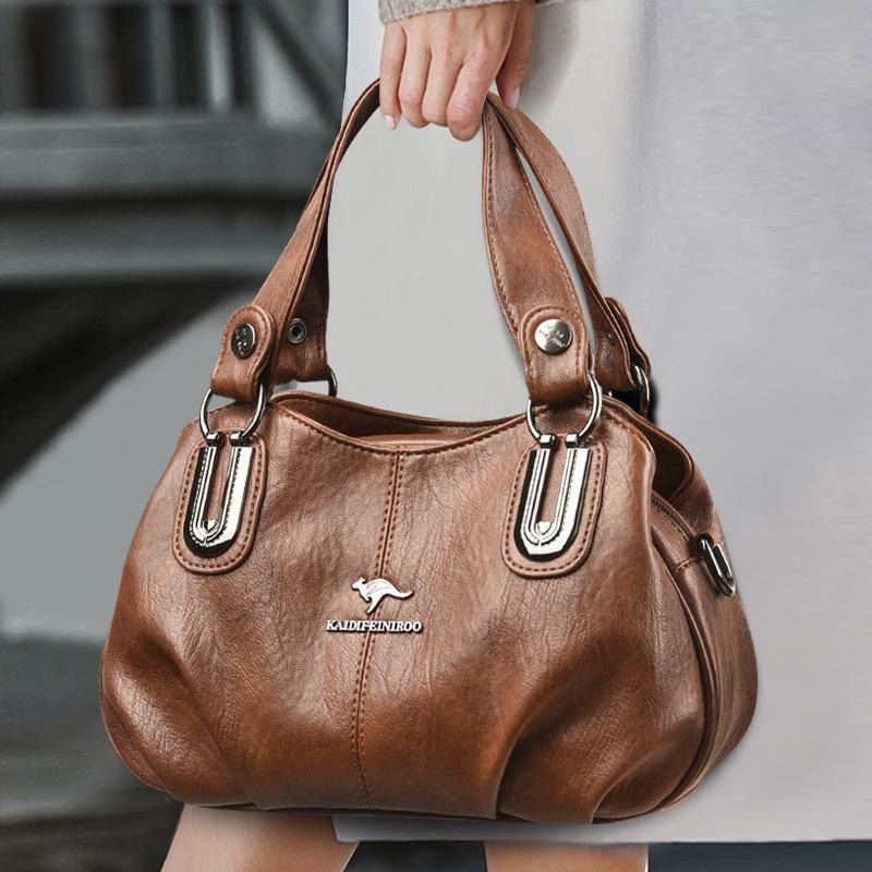 Premium 3-Layer Women’s Handbag (Brown)