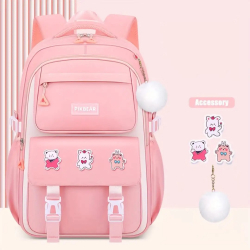 Kids Backpack Children School Bags for Girls Orthopedic Waterproof Primary Schoolbag Book Bag (Pink)