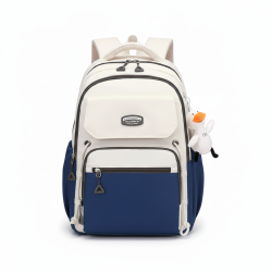 Large Capacity Student Backpack(White Blue)
